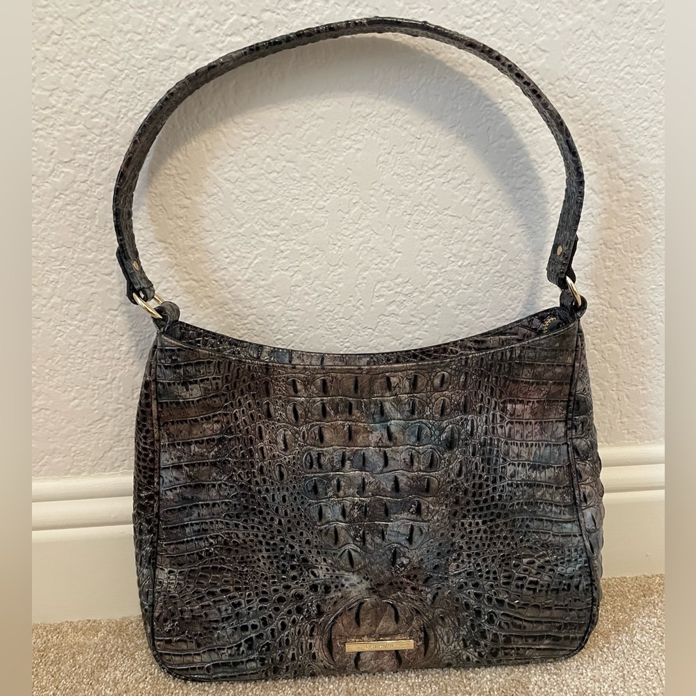 Brahmin Black, Brown, and Aqua Purse